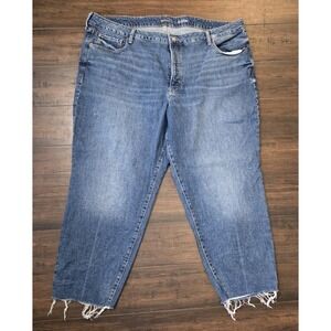 Old Navy OG Straight High Rise Jeans Plus Size 24 Button Fly Raw Hem